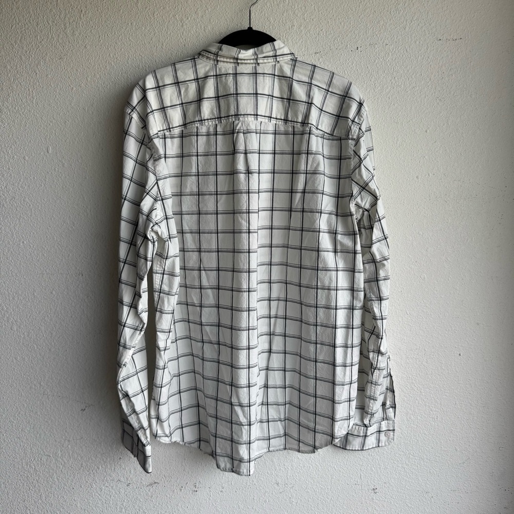 Outerknown White Black Windowpane Plaid organic c… - image 3